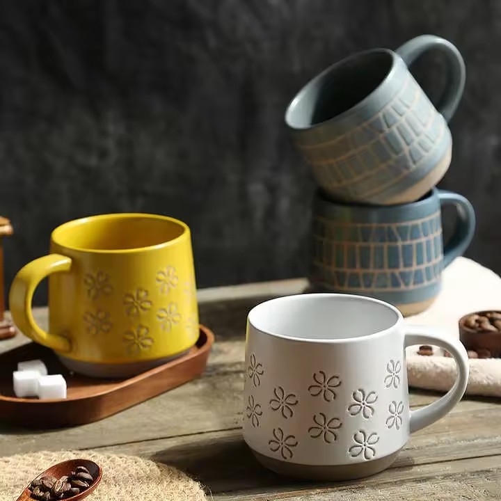 Ceramic Coffee Mug Set – 4 Pack 14oz Cups for Home Office