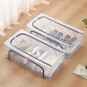 Clear Shoe Storage Boxes – 12 Pack Stackable Organizers
