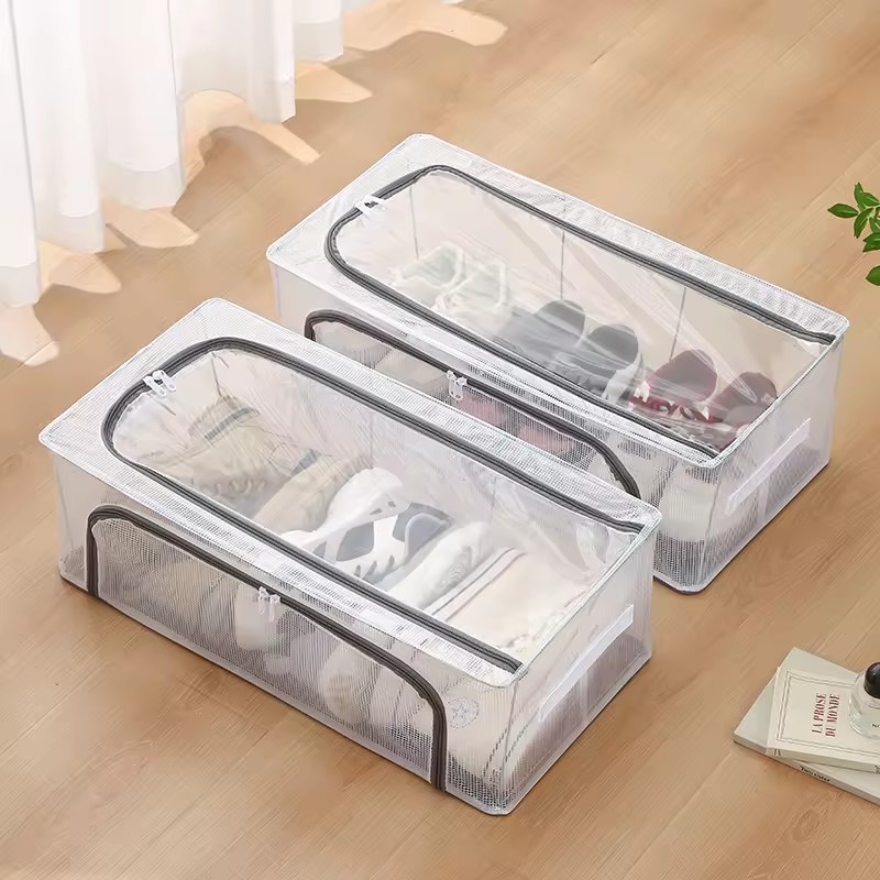 Clear Shoe Storage Boxes – 12 Pack Stackable Organizers