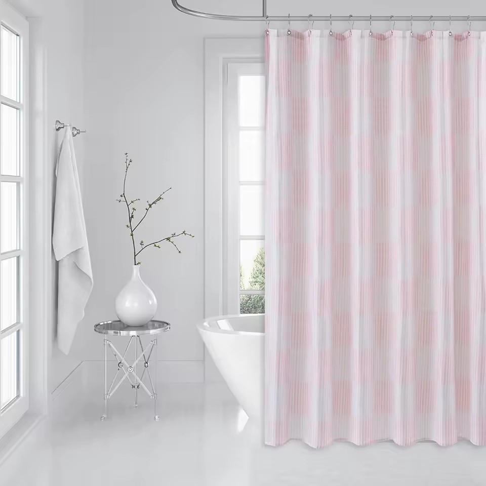 Waterproof Fabric Shower Curtain – Modern Design with Hooks